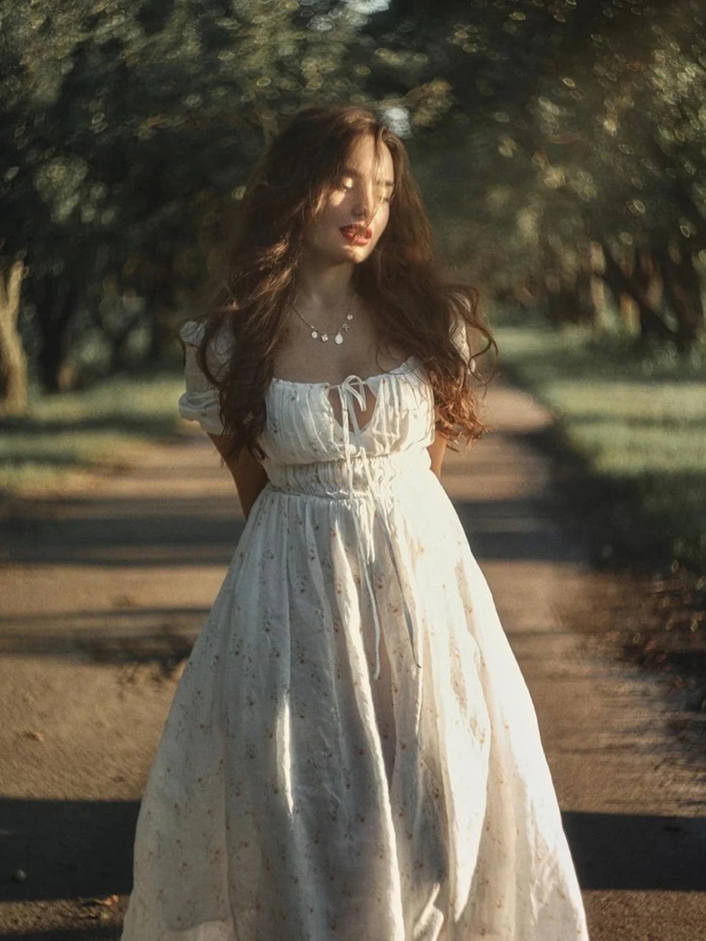 Ivory Floral Tie-Front Maxi Dress